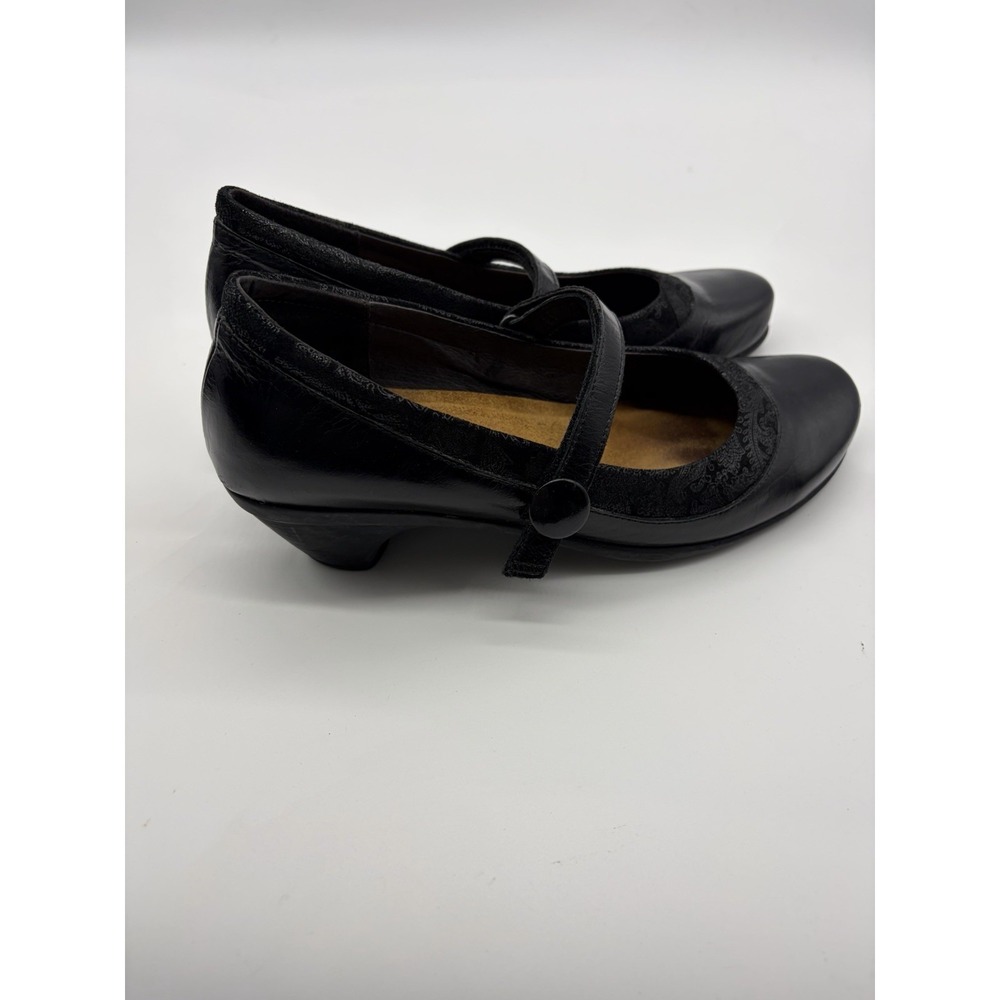 NAOT Black Leather Mary Jane Slip On Loafers Comfort Shoes EUR39 US 11 Floral - Picture 7 of 8